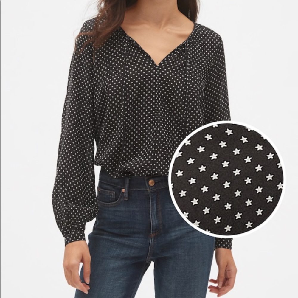 NWT Gap Long Sleeve Split-Neck Blouse black